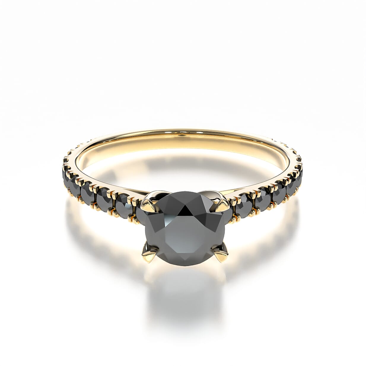 Pierścionek zaręczynowy Share Your Love: złoty, czarny diament
