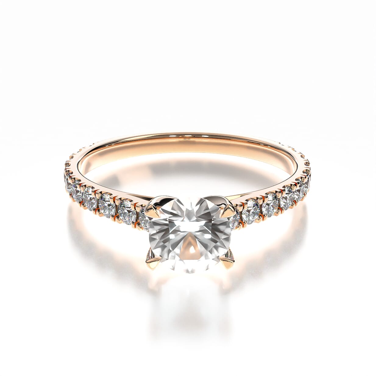 Pierścionek zaręczynowy Share Your Love: różowe złoto, biały szafir