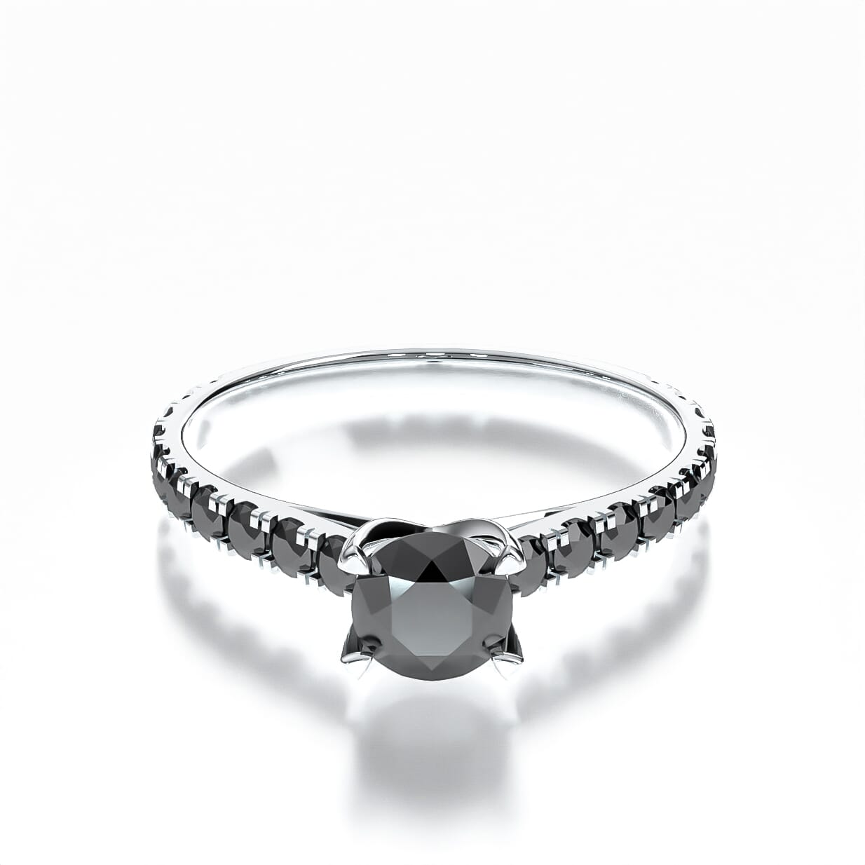 Pierścionek zaręczynowy Share Your Love: białe złoto, czarny diament