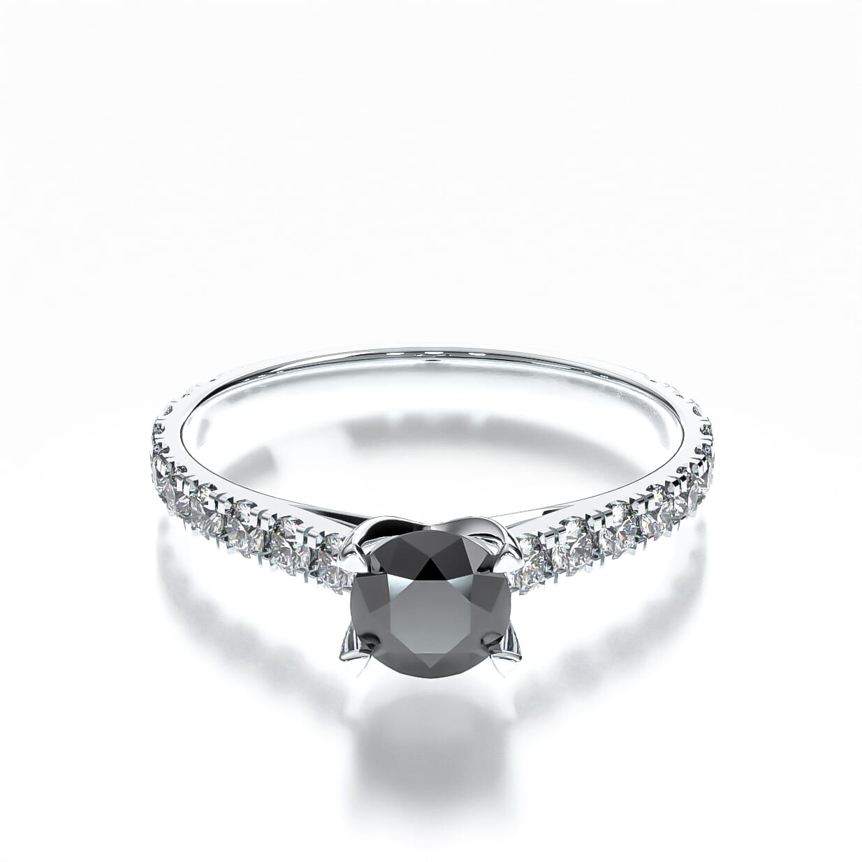 Pierścionek zaręczynowy Share Your Love: białe złoto, czarny diament