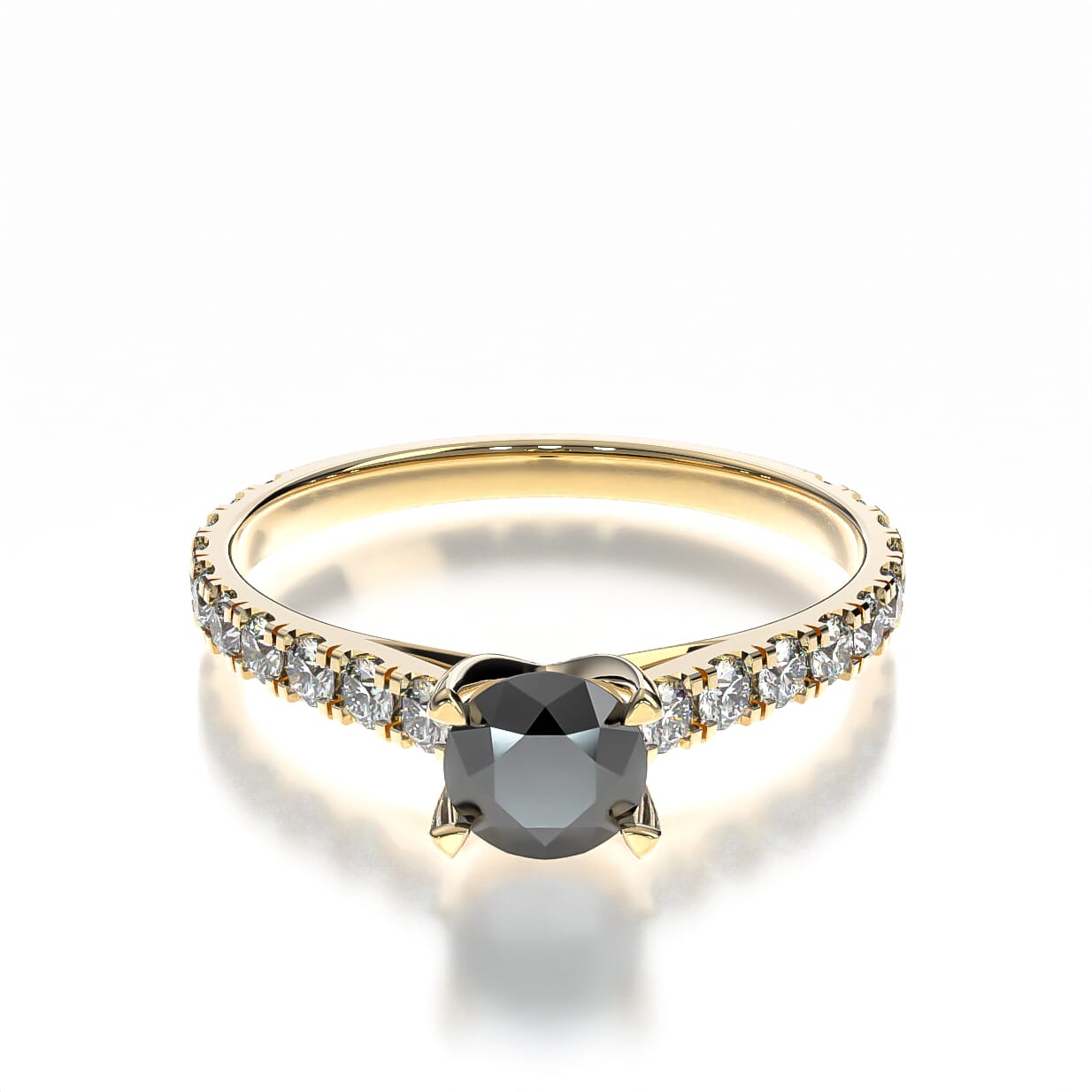Pierścionek zaręczynowy Share Your Love: złoty, czarny diament
