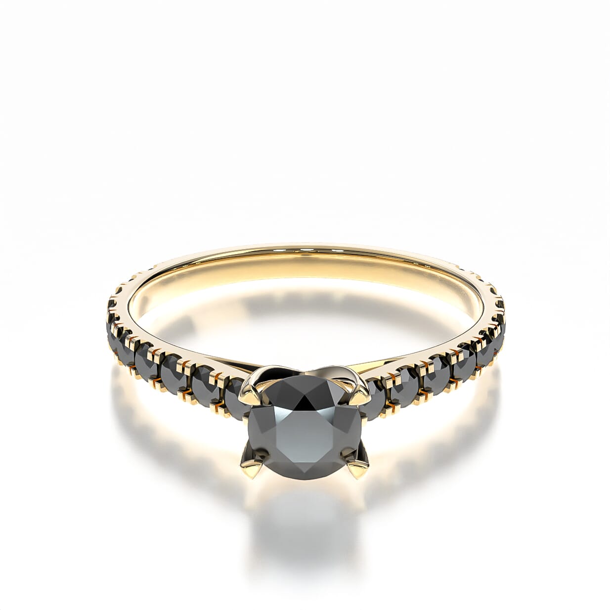 Pierścionek zaręczynowy Share Your Love: złoty, czarny diament