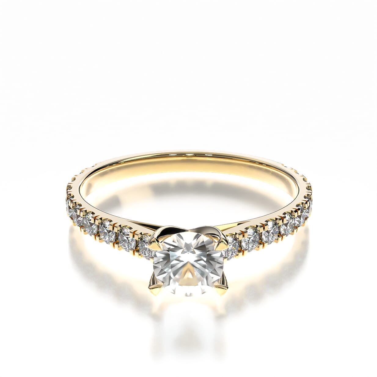 Pierścionek zaręczynowy Share Your Love: złoty, biały szafir