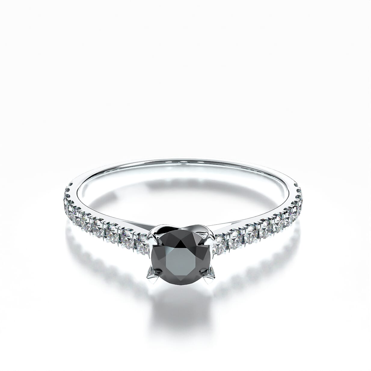 Pierścionek zaręczynowy Share Your Love: białe złoto, czarny diament