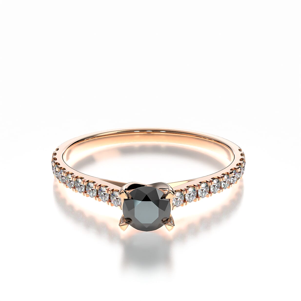 Pierścionek zaręczynowy Share Your Love: różowe złoto, czarny diament