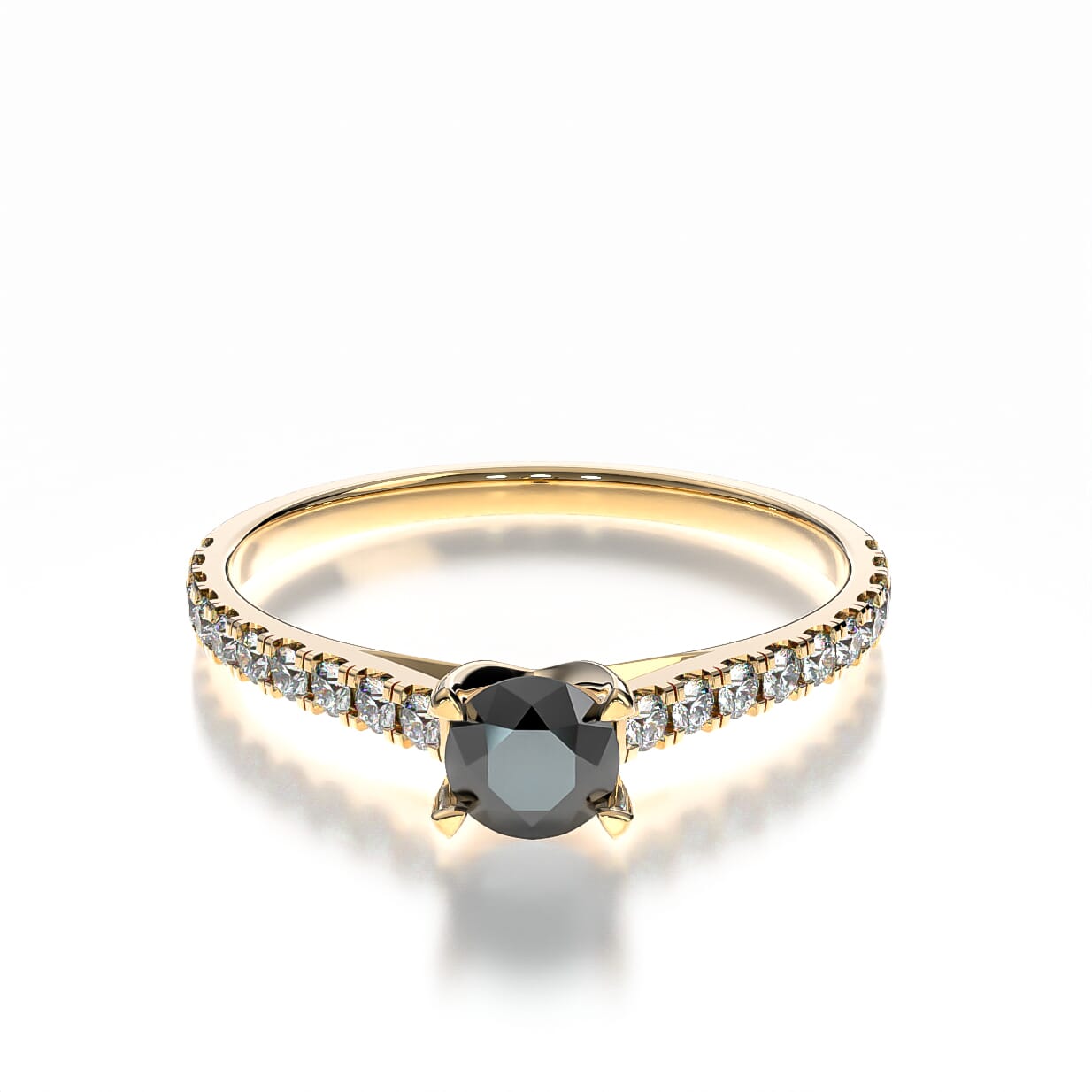 Pierścionek zaręczynowy Share Your Love: złoty, czarny diament