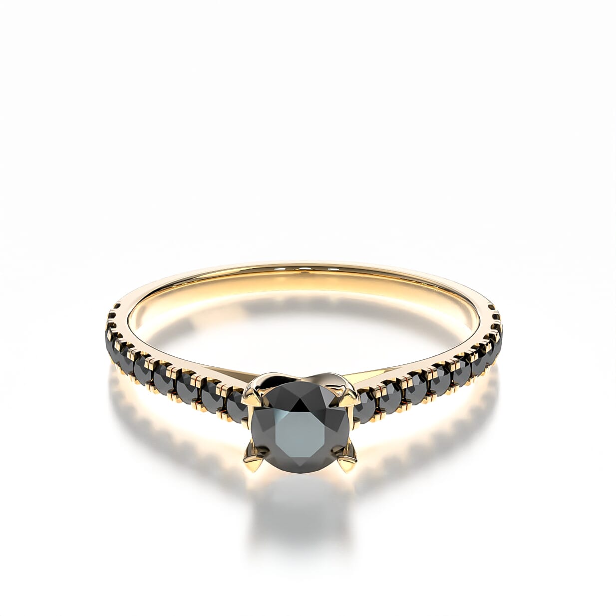 Pierścionek zaręczynowy Share Your Love: złoty, czarny diament