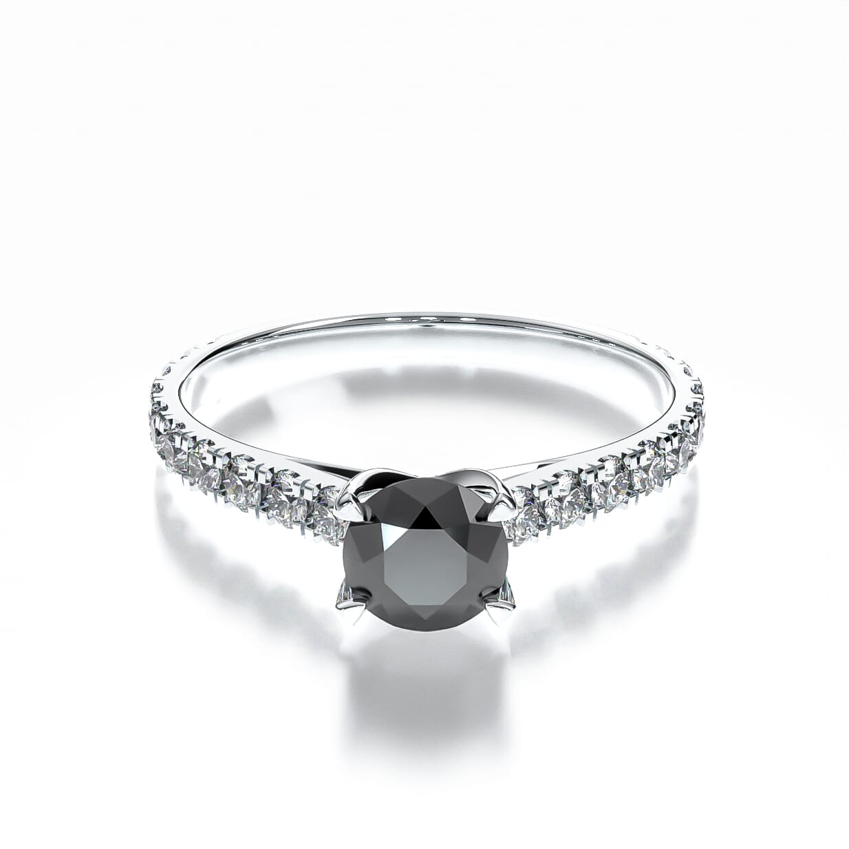 Pierścionek zaręczynowy Share Your Love: białe złoto, czarny diament