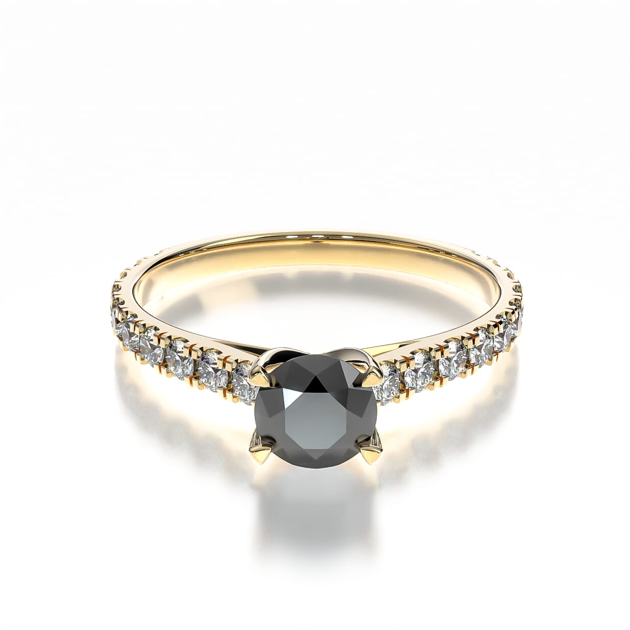 Pierścionek zaręczynowy Share Your Love: złoty, czarny diament