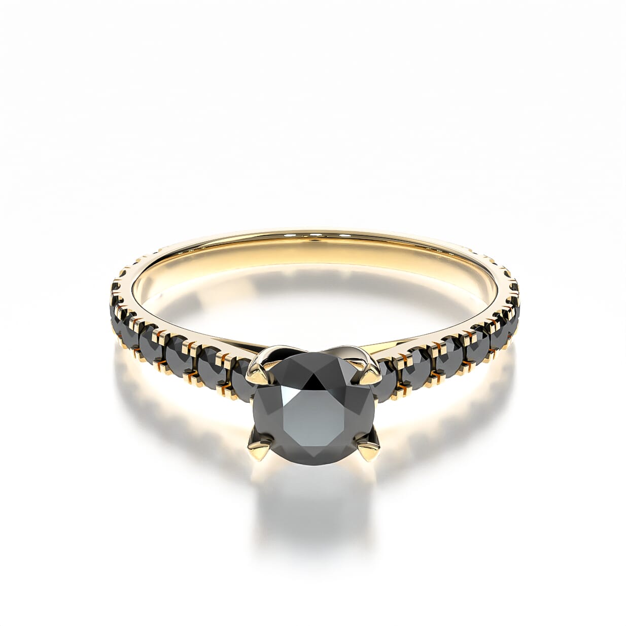 Pierścionek zaręczynowy Share Your Love: złoty, czarny diament