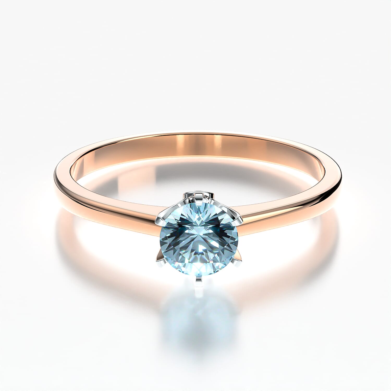 Pierścionek zaręczynowy The Journey: dwukolorowe złoto, akwamaryn