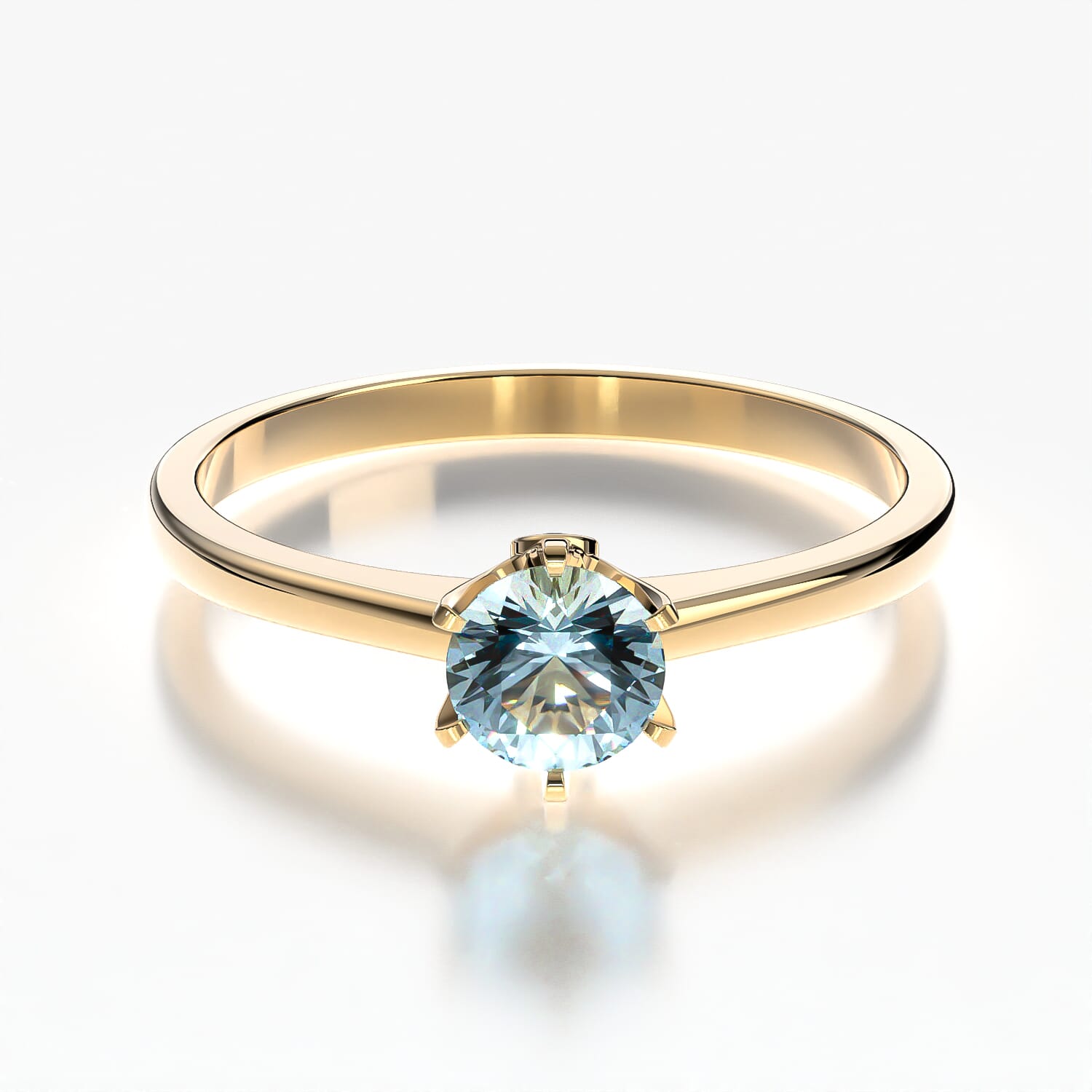 Pierścionek zaręczynowy The Journey: złoty, akwamaryn