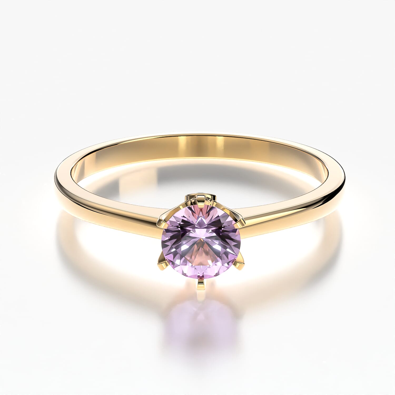 Pierścionek zaręczynowy The Journey: złoty, fioletowy szafir