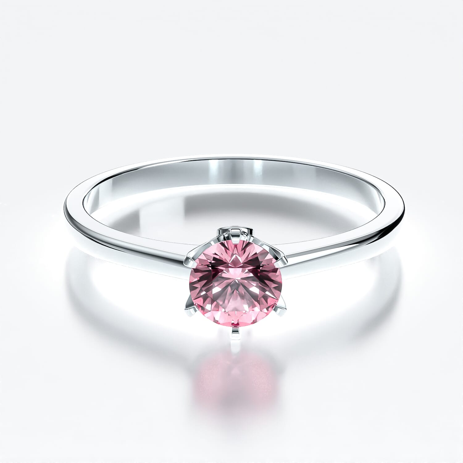 Pierścionek zaręczynowy The Journey: białe złoto, różowy szafir