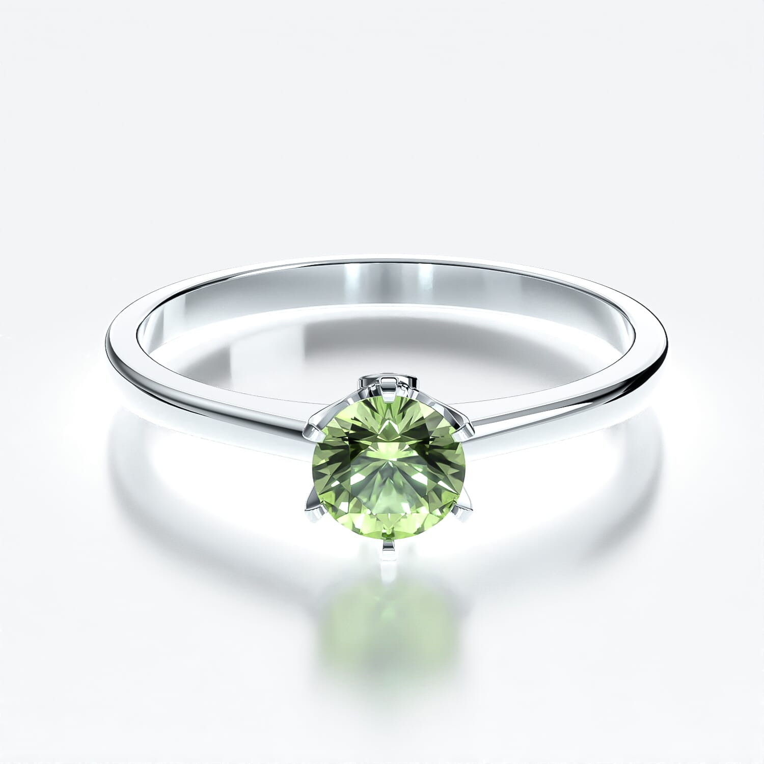 Pierścionek zaręczynowy The Journey: białe złoto, zielony szafir