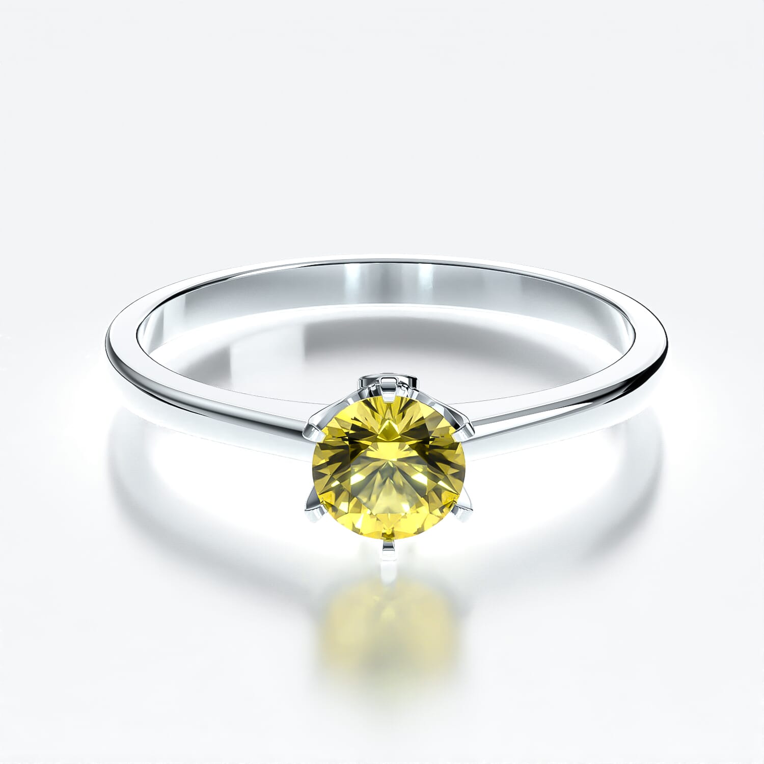 Pierścionek zaręczynowy The Journey: białe złoto, żółty szafir
