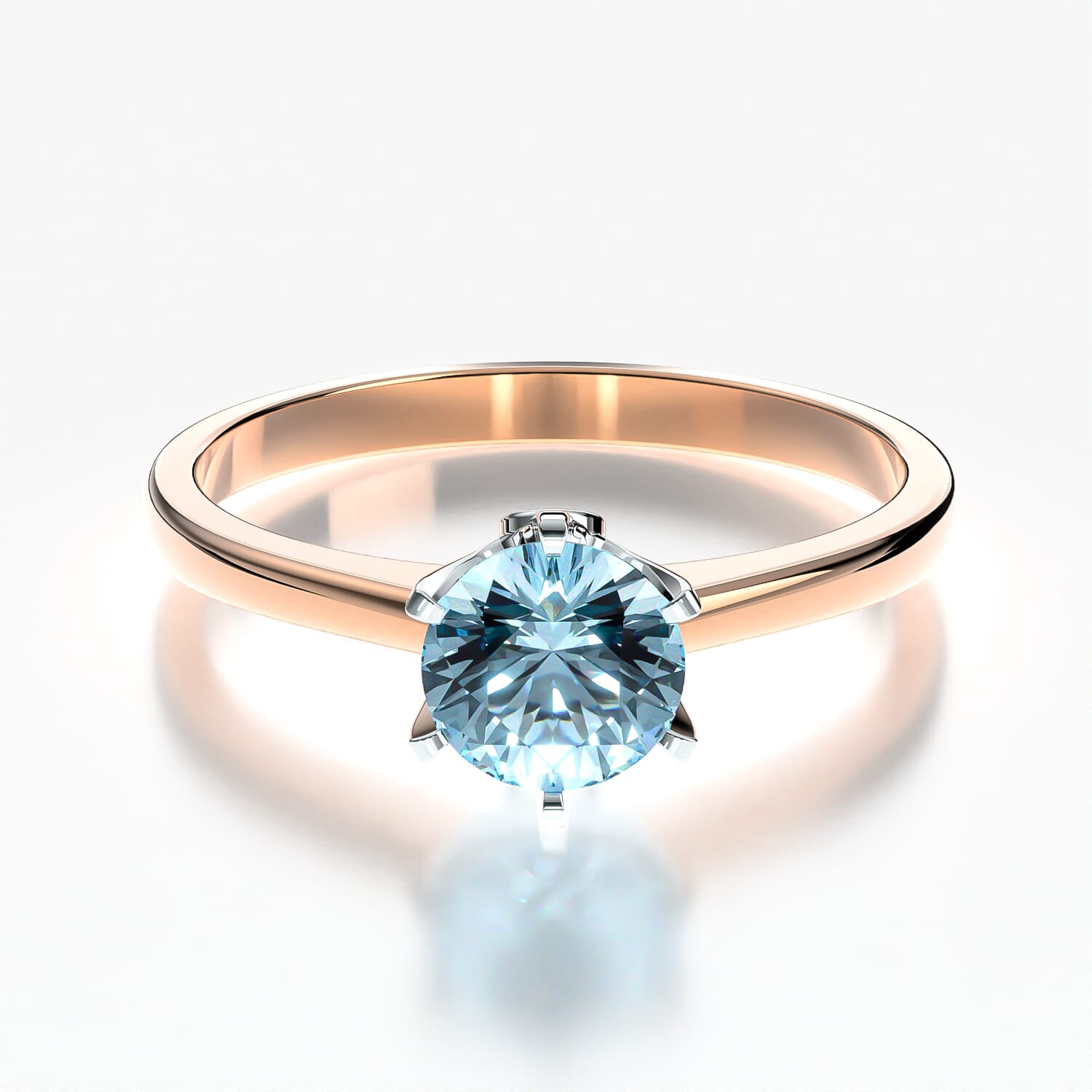 Pierścionek zaręczynowy The Journey: dwukolorowe złoto, akwamaryn