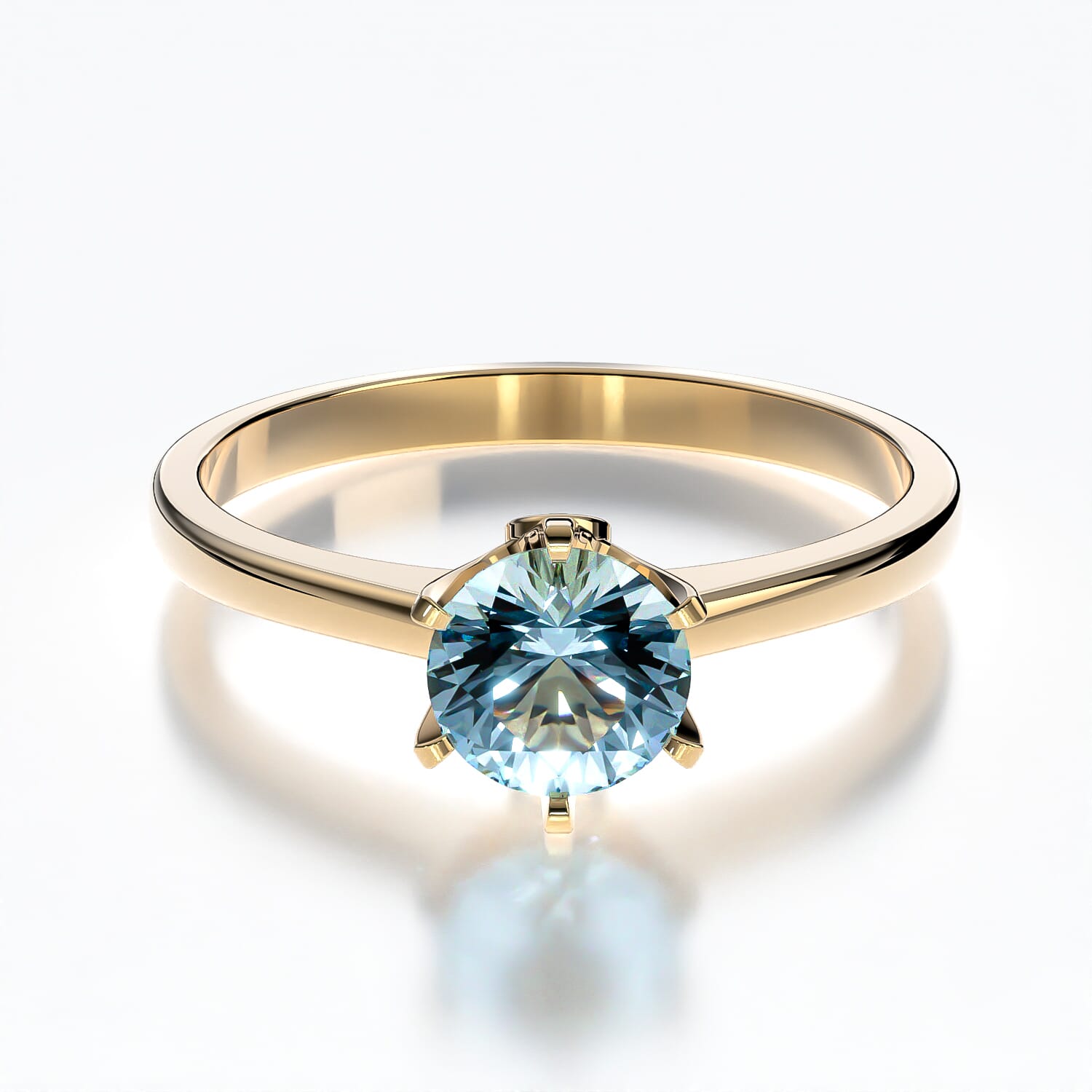Pierścionek zaręczynowy The Journey: złoty, akwamaryn