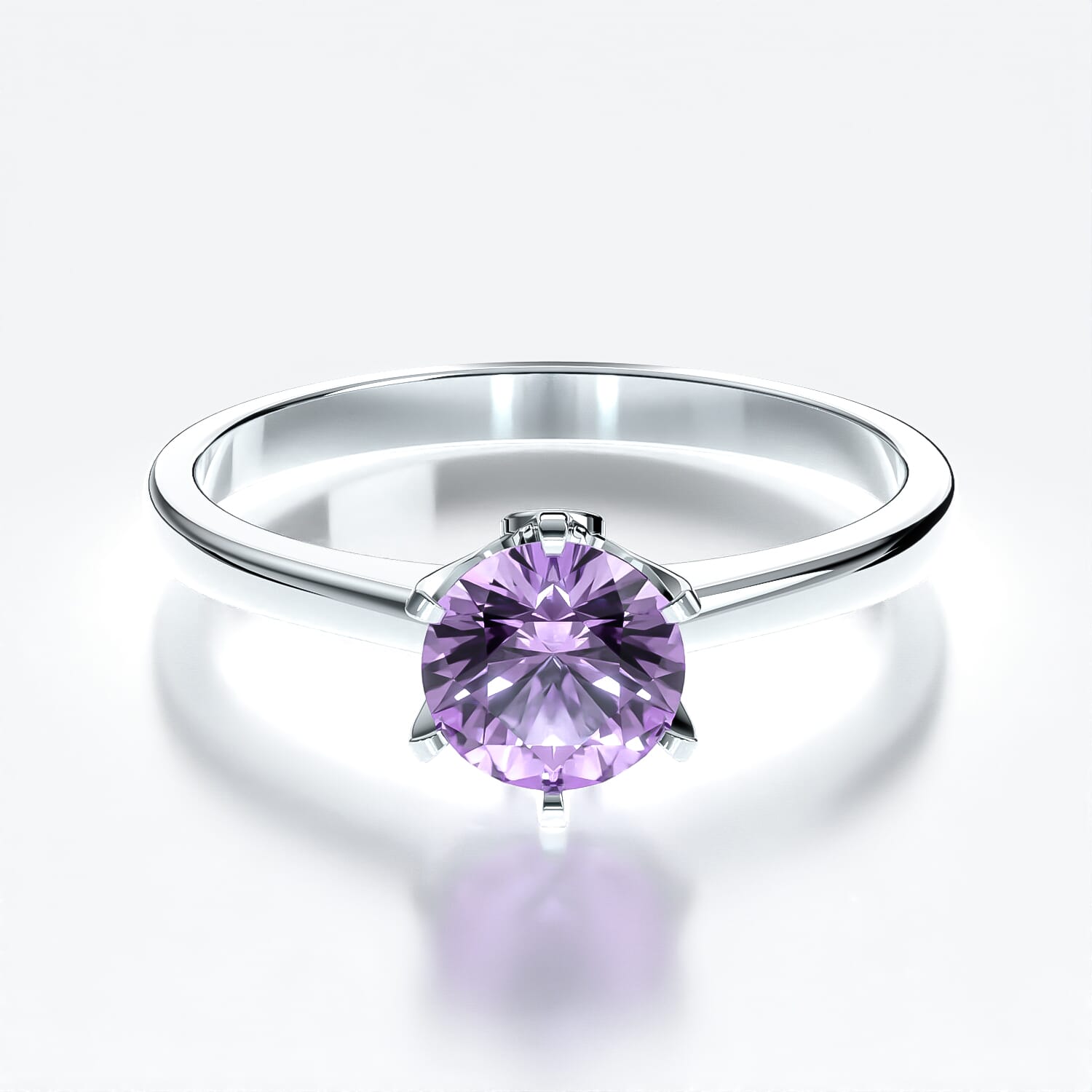 Pierścionek zaręczynowy The Journey: białe złoto, fioletowy szafir
