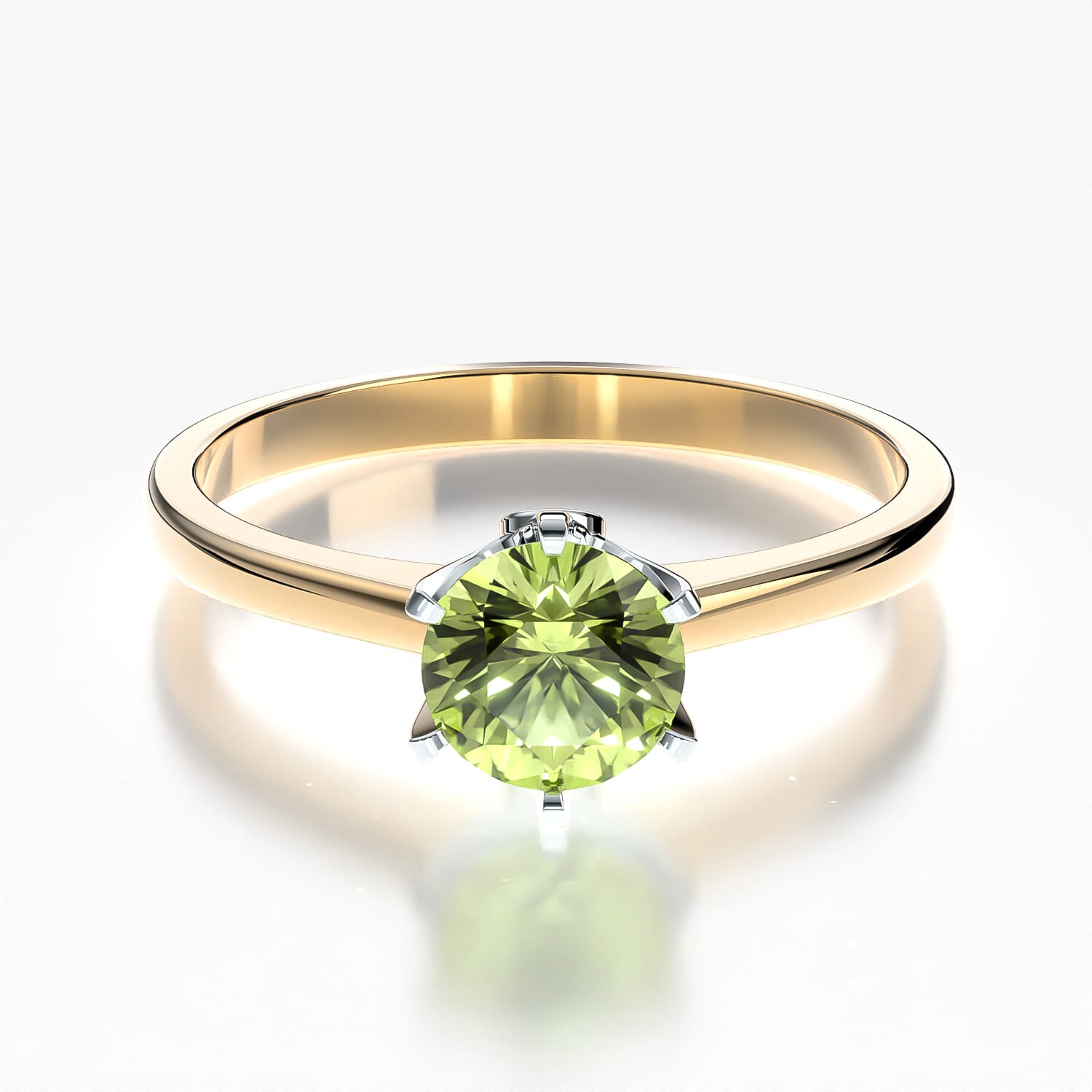 Pierścionek zaręczynowy The Journey: dwukolorowe złoto, oliwin