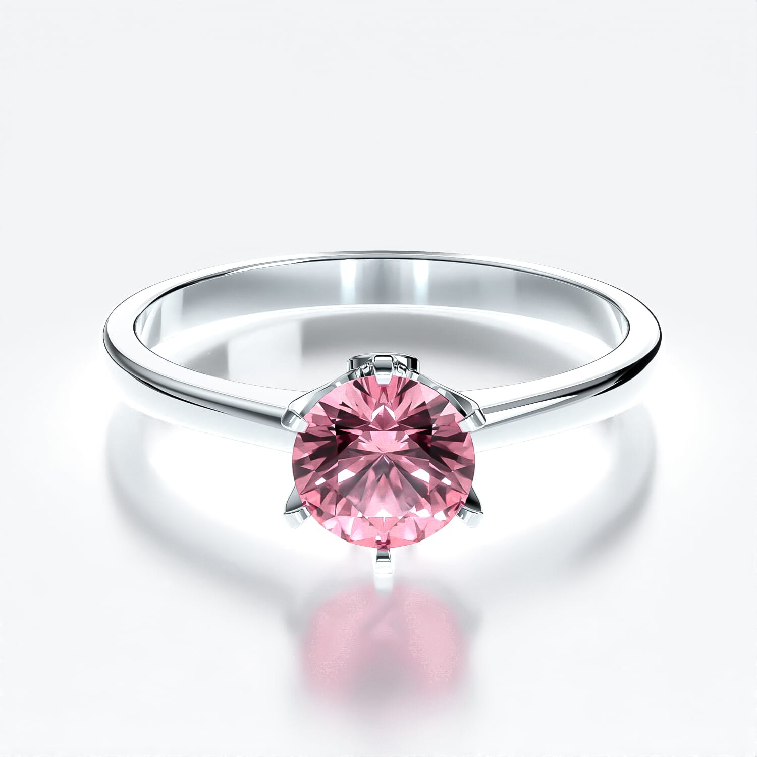 Verlobungsring The Journey: Weißgold, Rosa Saphir