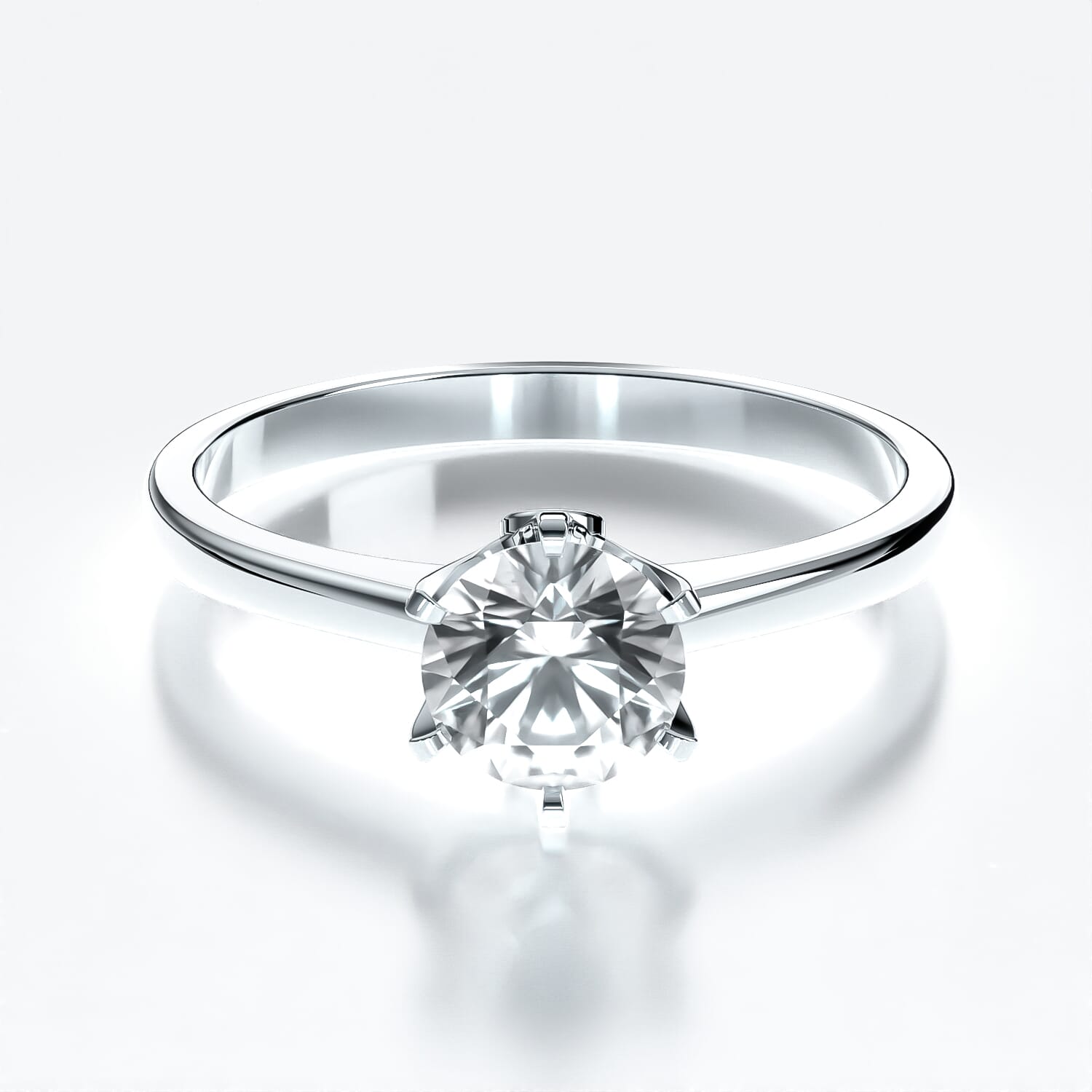 Pierścionek zaręczynowy The Journey: białe złoto, biały szafir