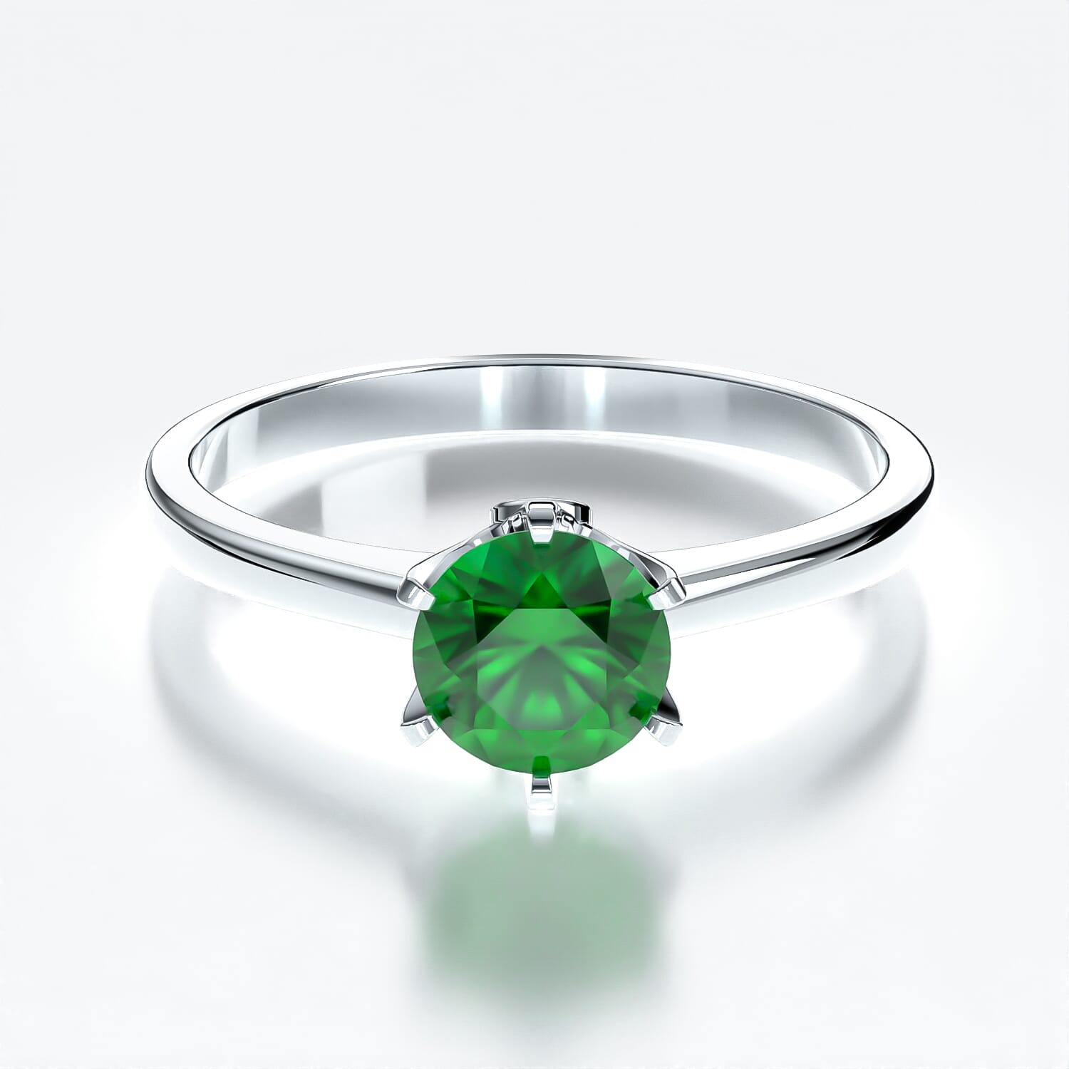 Pierścionek zaręczynowy The Journey: białe złoto, szmaragd