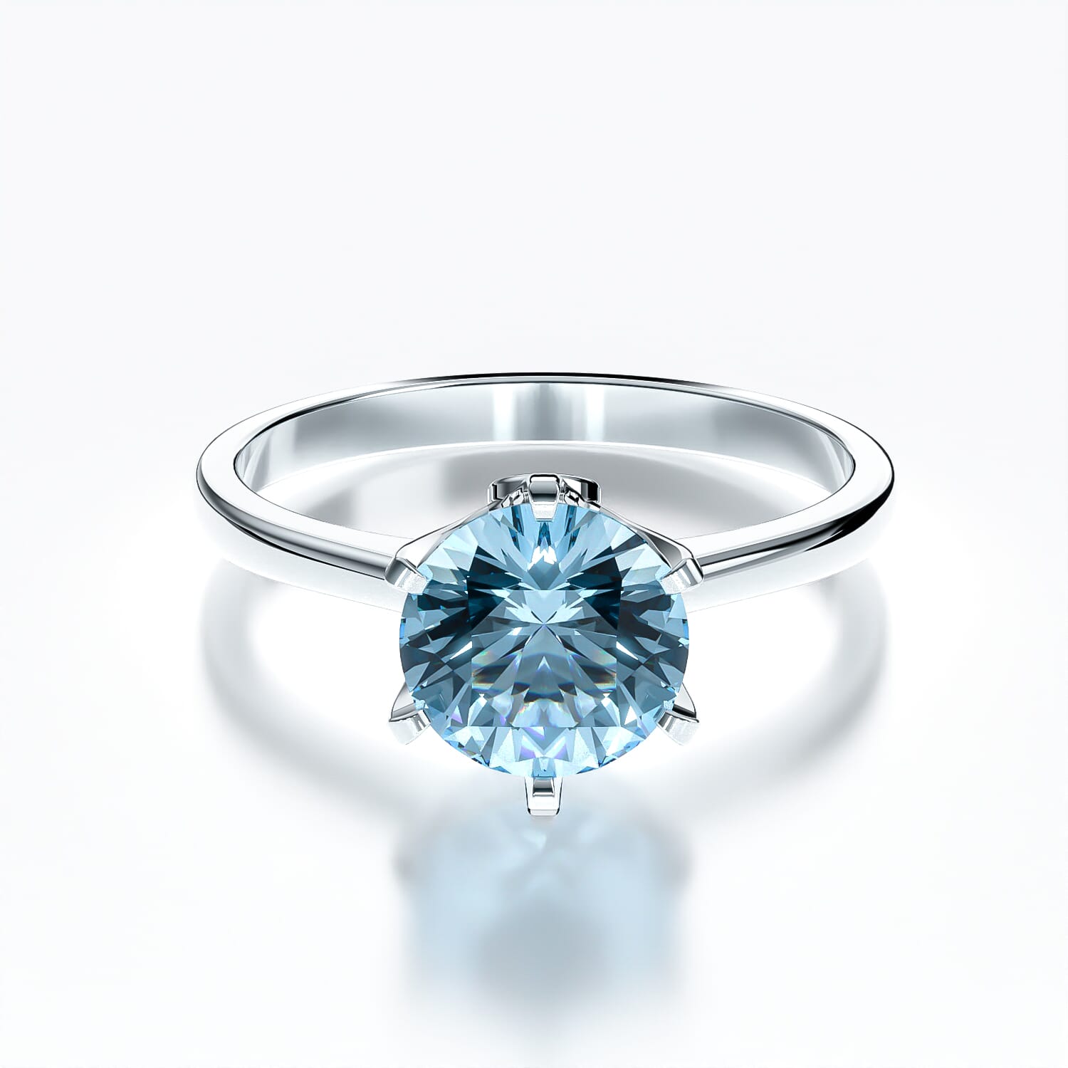 Verlobungsring The Journey: Weißgold, Aquamarin