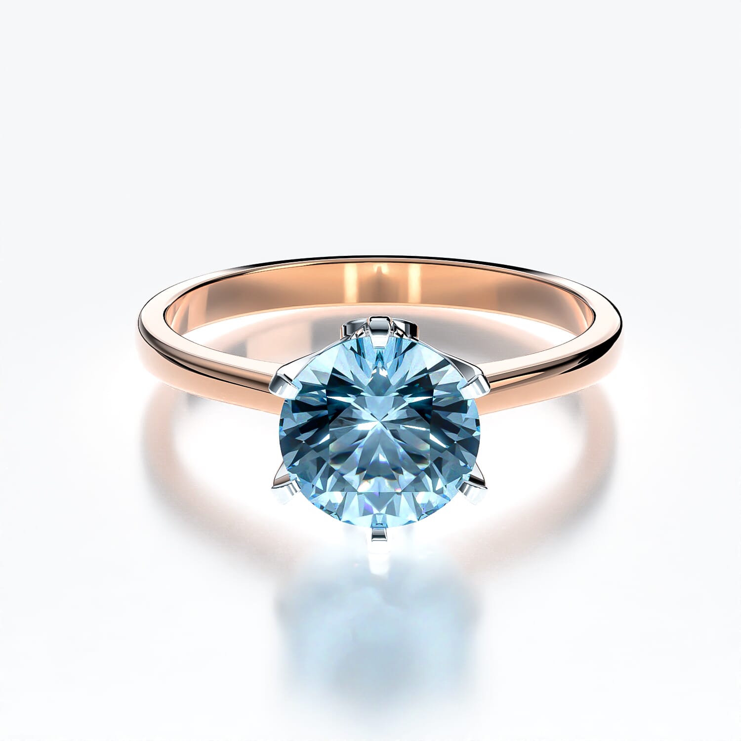 Pierścionek zaręczynowy The Journey: dwukolorowe złoto, akwamaryn