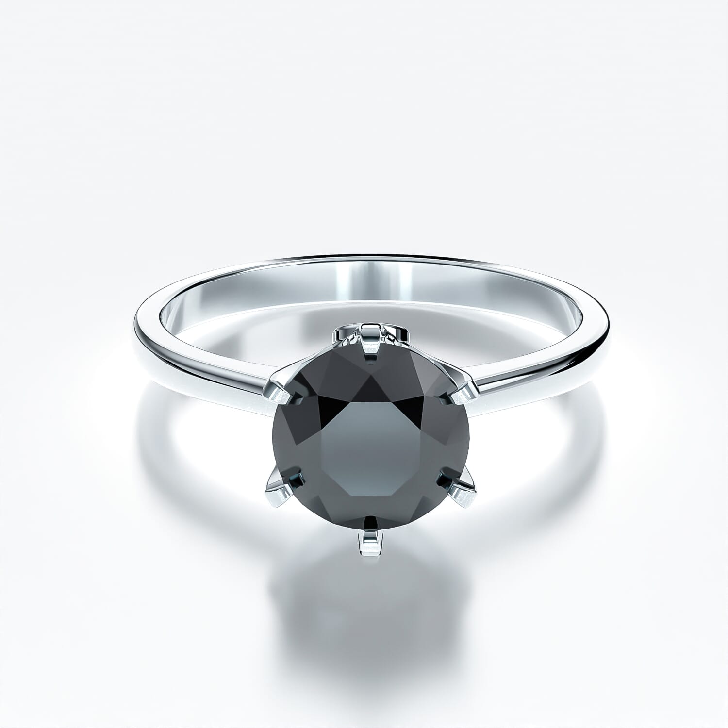 Pierścionek zaręczynowy The Journey: białe złoto, czarny diament