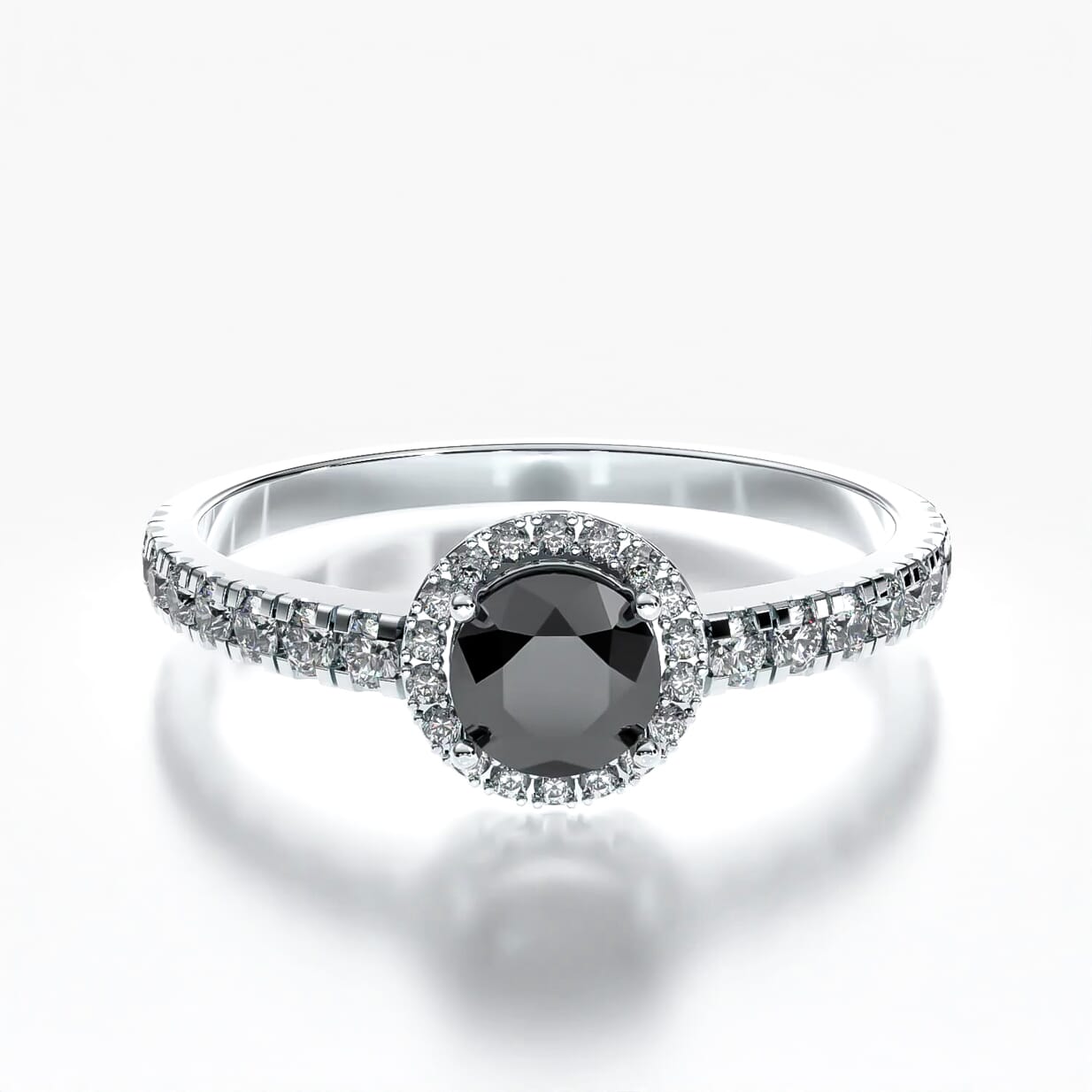 Pierścionek zaręczynowy This is Love: białe złoto, czarny diament