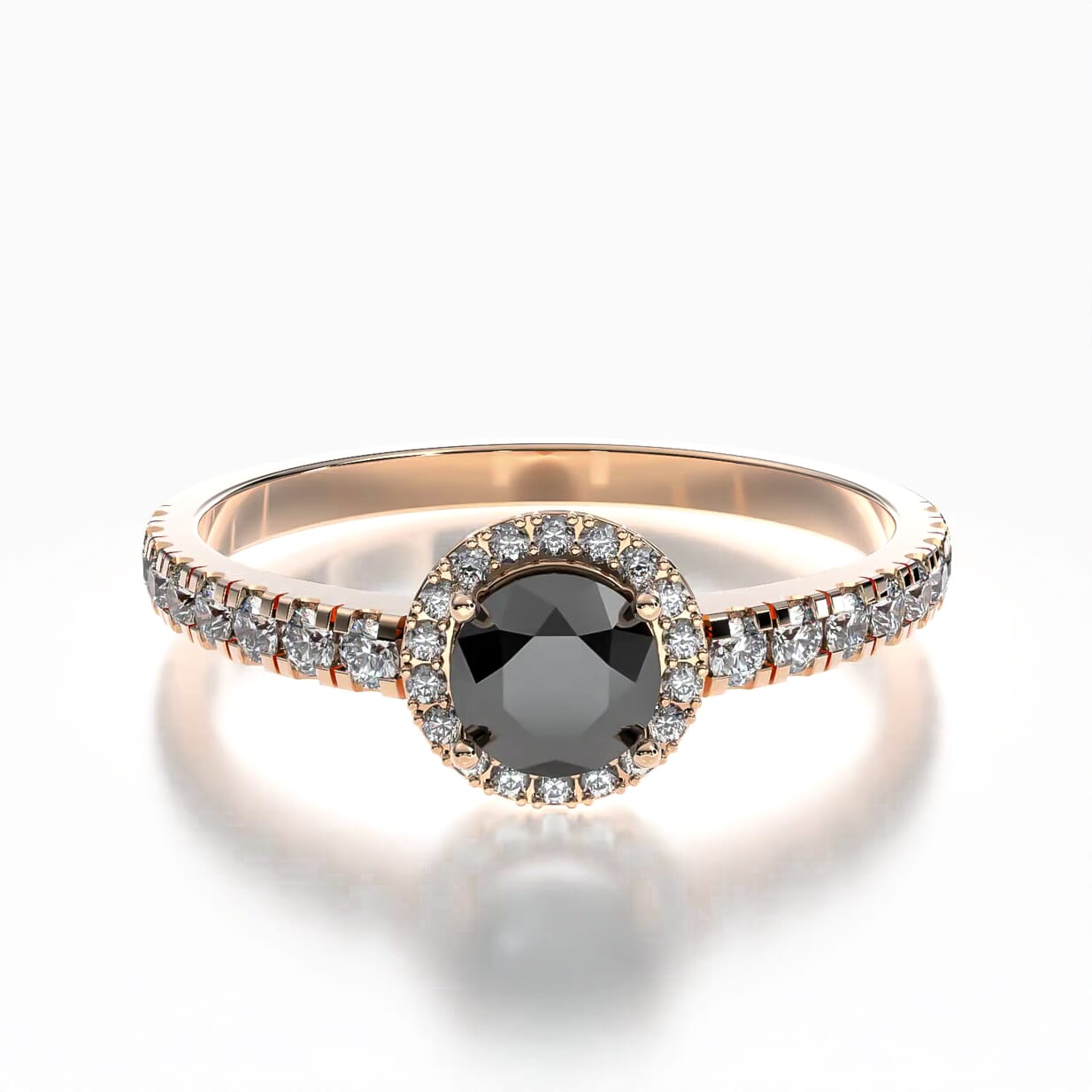 Pierścionek zaręczynowy This is Love: różowe złoto, czarny diament