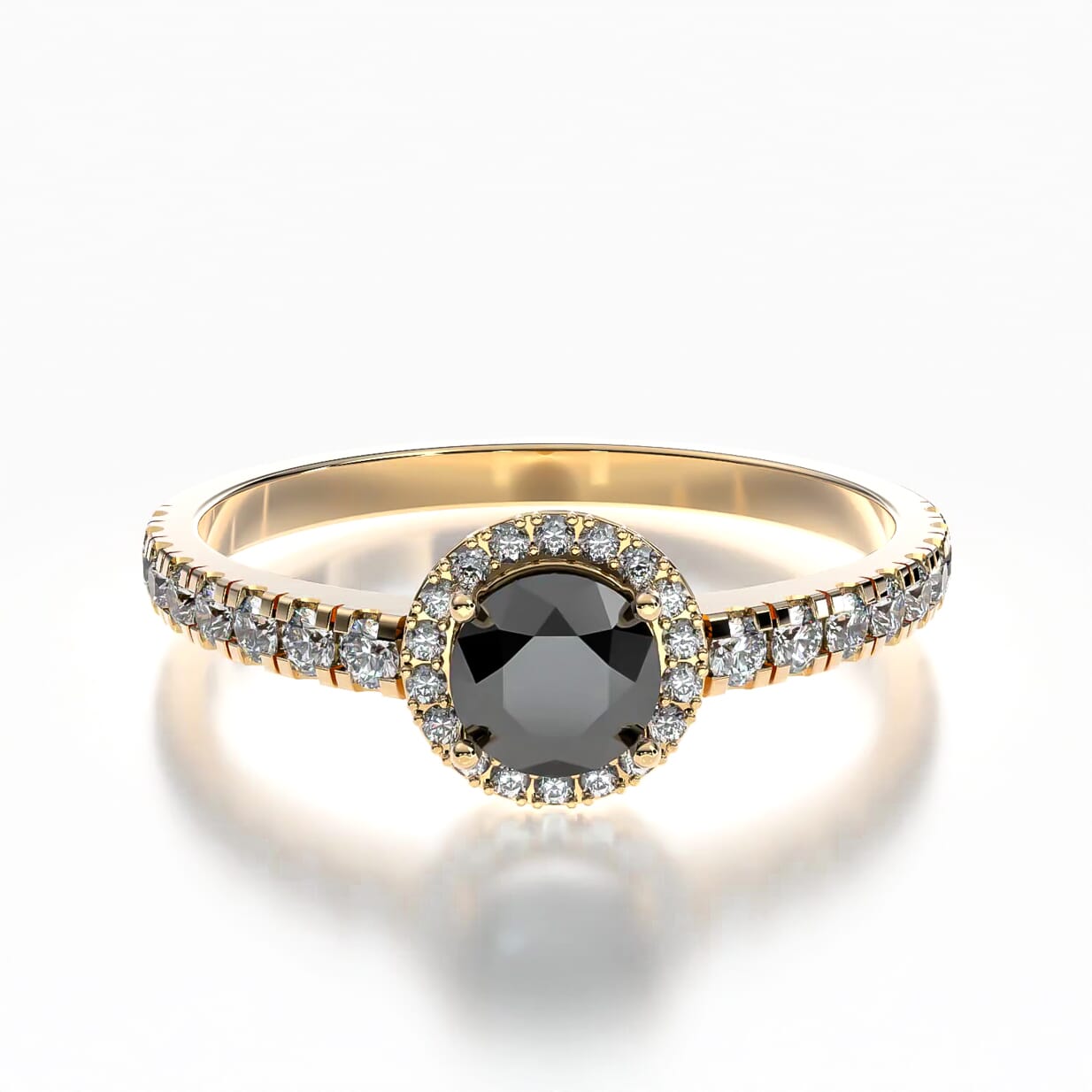 Pierścionek zaręczynowy This is Love: złoty, czarny diament