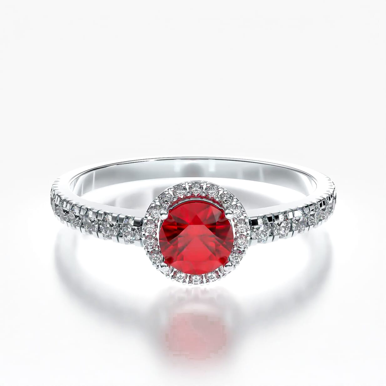 Pierścionek zaręczynowy This is Love: białe złoto, rubin