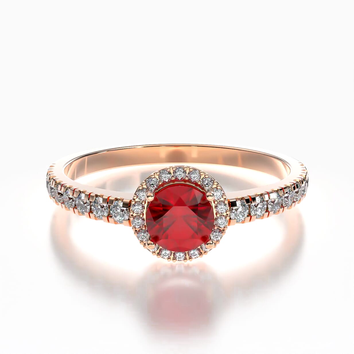 Pierścionek zaręczynowy This is Love: różowe złoto, rubin