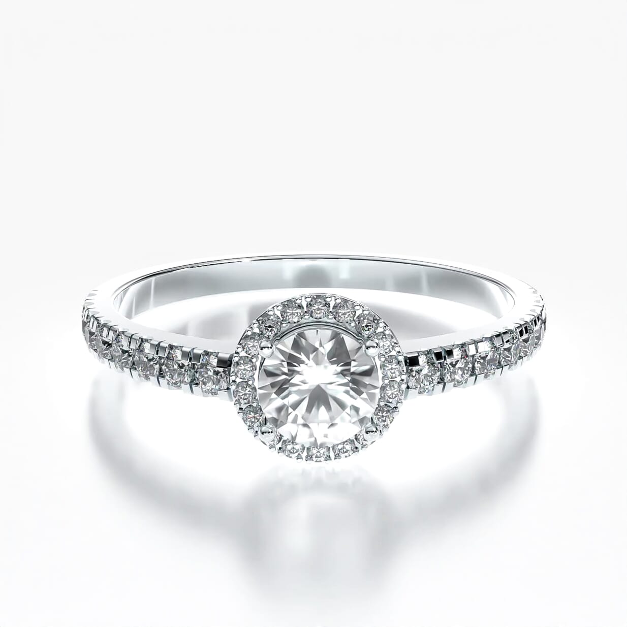 Pierścionek zaręczynowy This is Love: białe złoto, biały szafir