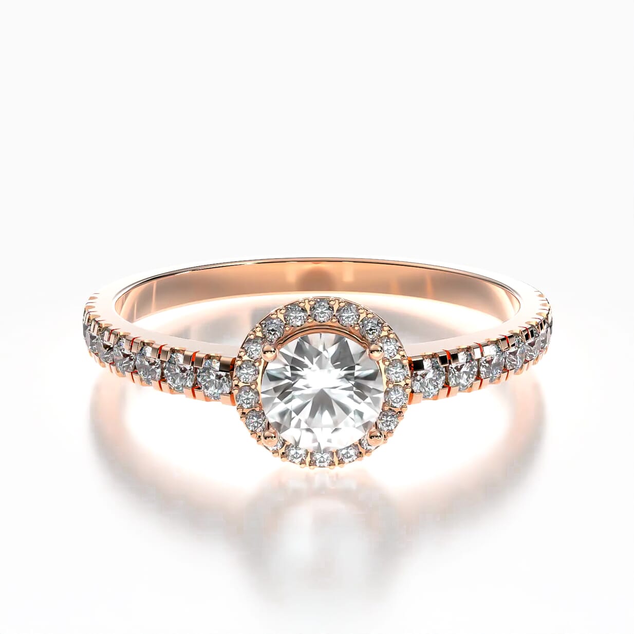 Pierścionek zaręczynowy This is Love: różowe złoto, biały szafir