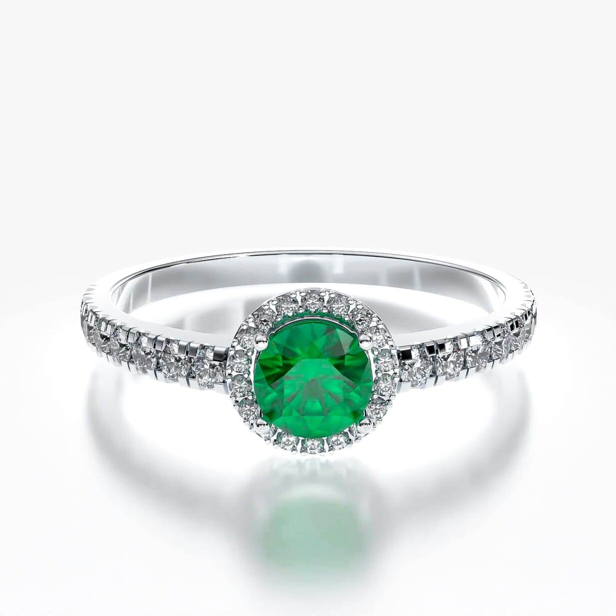 Pierścionek zaręczynowy This is Love: białe złoto, szmaragd