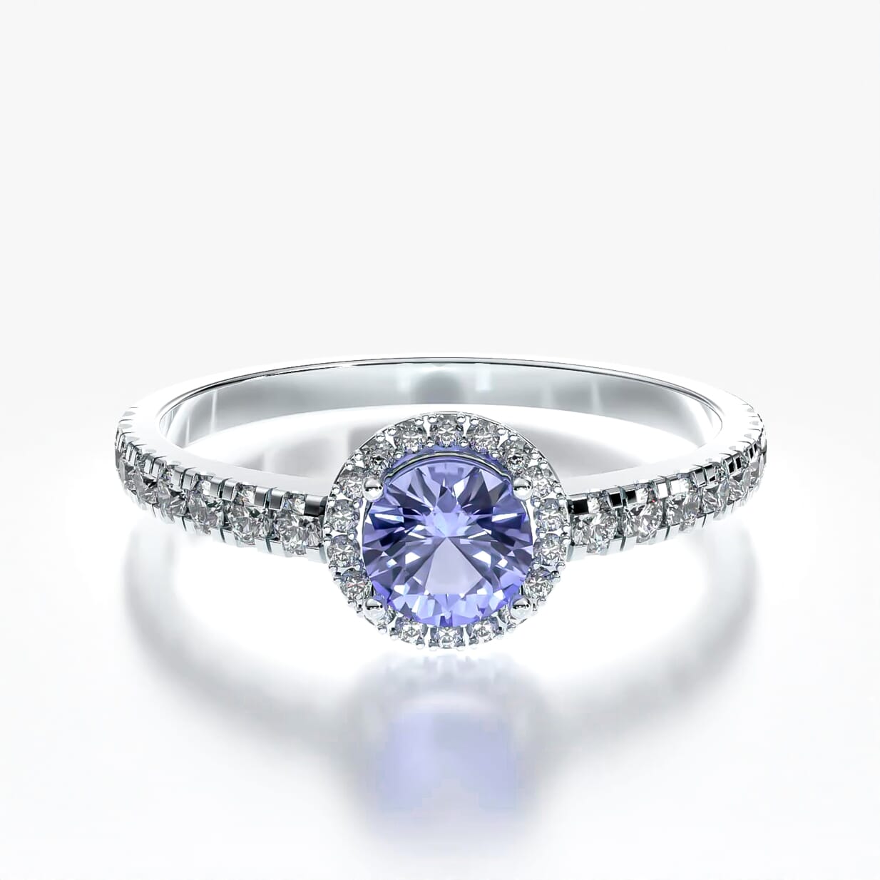 Pierścionek zaręczynowy This is Love: białe złoto, tanzanit