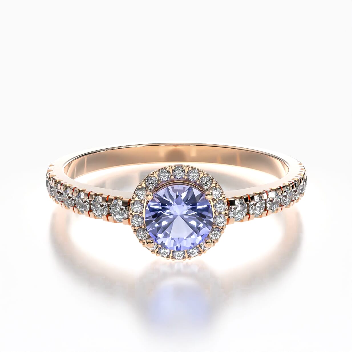 Pierścionek zaręczynowy This is Love: różowe złoto, tanzanit