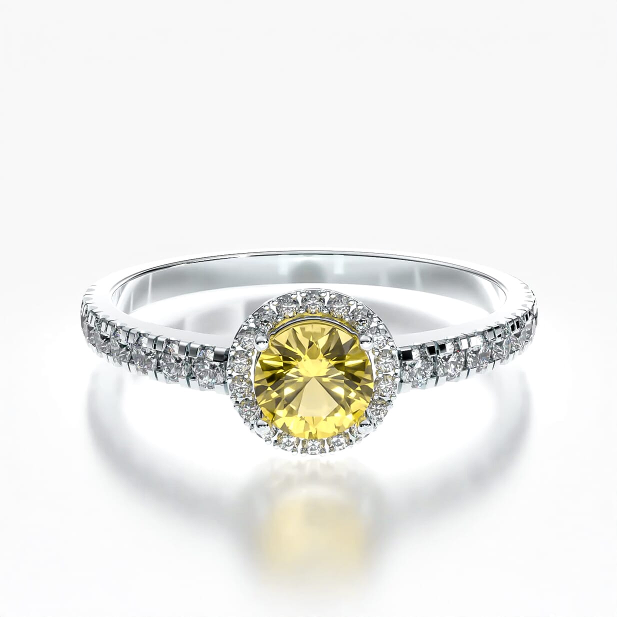 Pierścionek zaręczynowy This is Love: białe złoto, żółty szafir