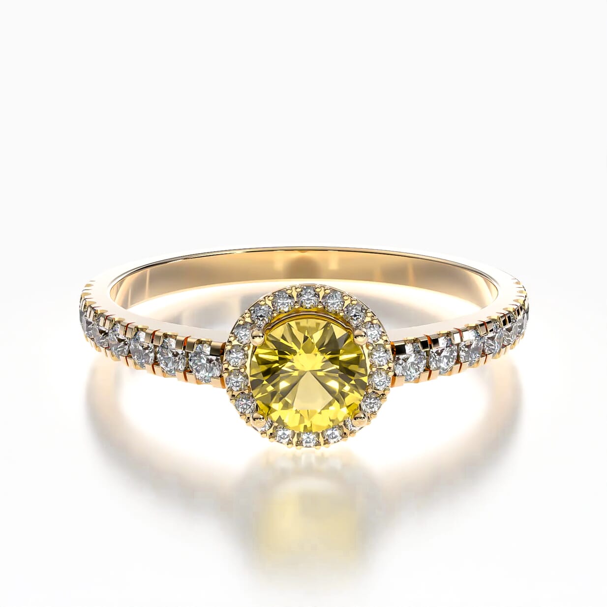 Pierścionek zaręczynowy This is Love: złoty, żółty szafir