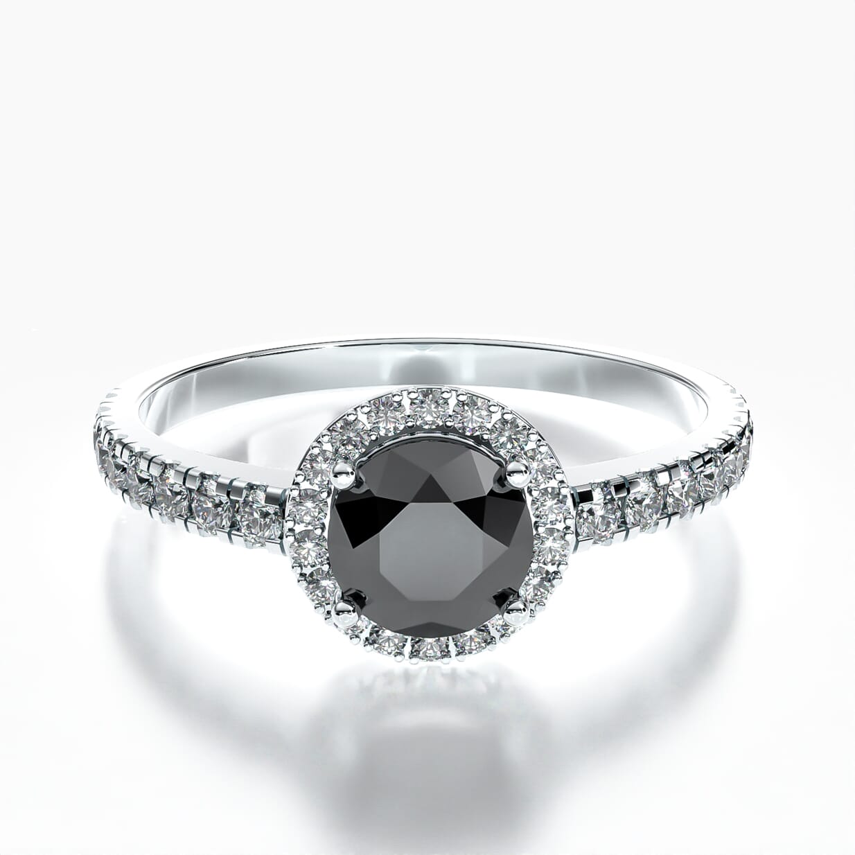 Pierścionek zaręczynowy This is Love: białe złoto, czarny diament