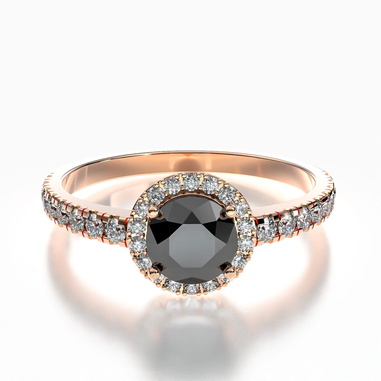 Pierścionek zaręczynowy This is Love: różowe złoto, czarny diament