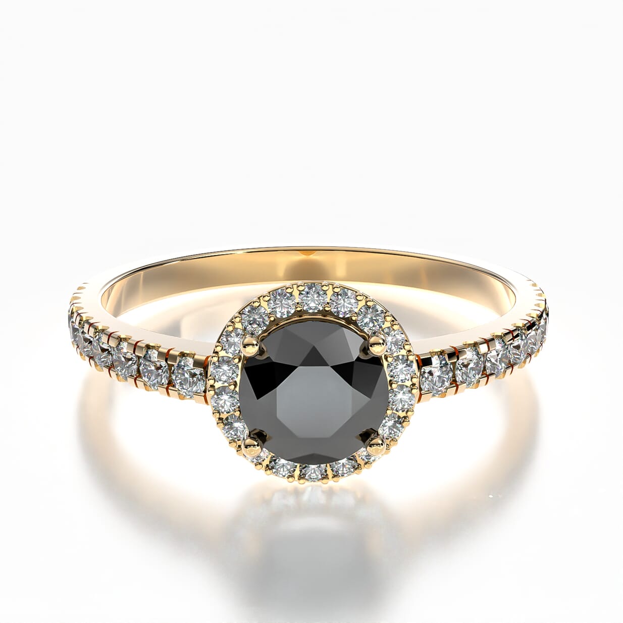 Pierścionek zaręczynowy This is Love: złoty, czarny diament