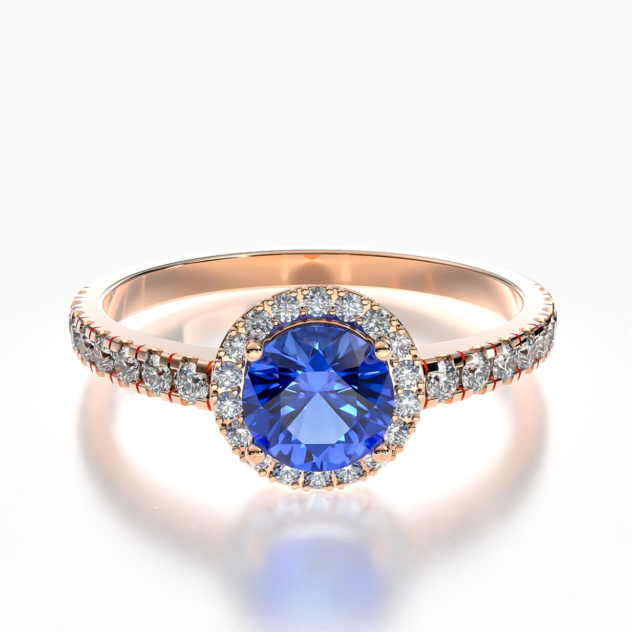Pierścionek zaręczynowy This is Love: różowe złoto, niebieski szafir