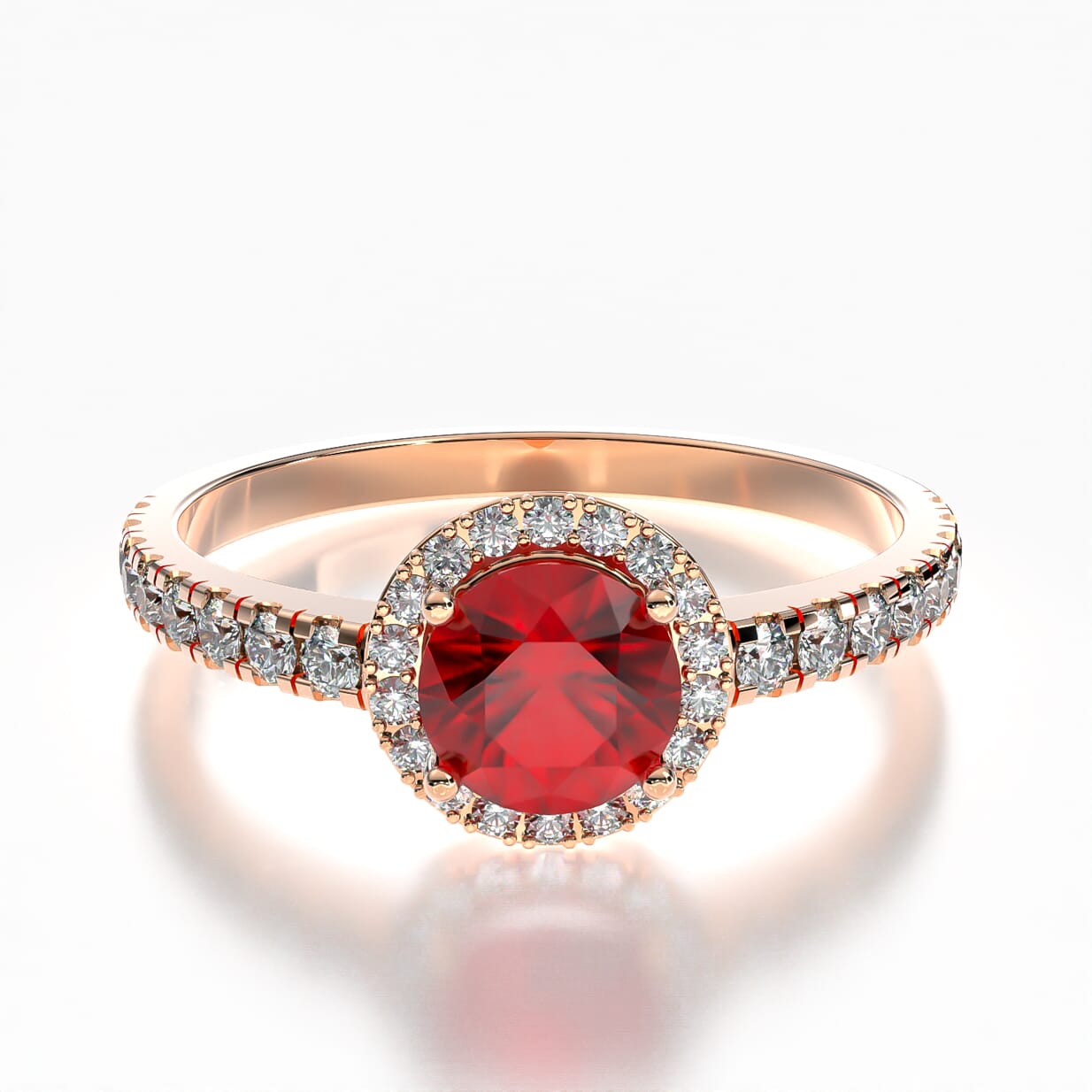 Pierścionek zaręczynowy This is Love: różowe złoto, rubin