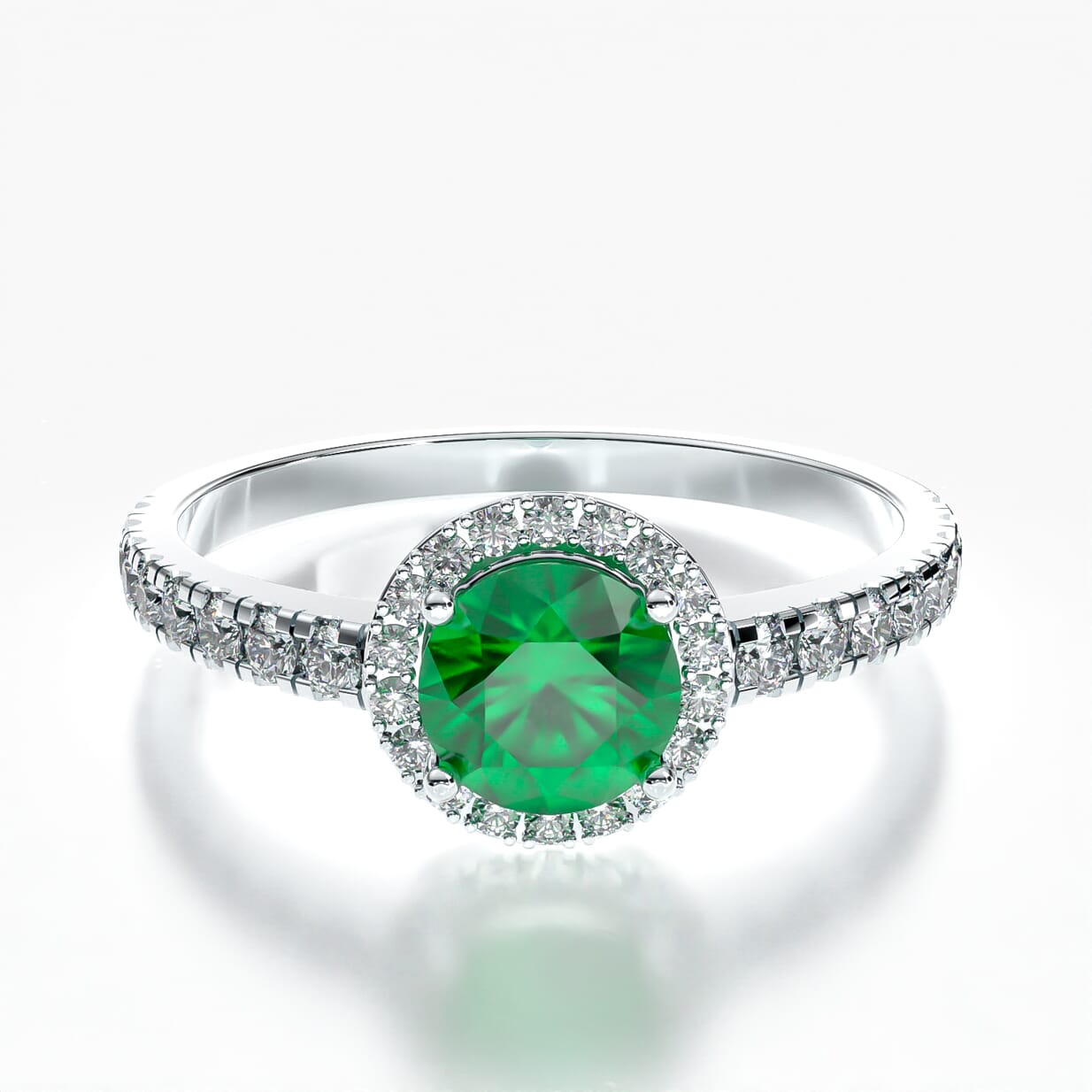 Pierścionek zaręczynowy This is Love: białe złoto, szmaragd