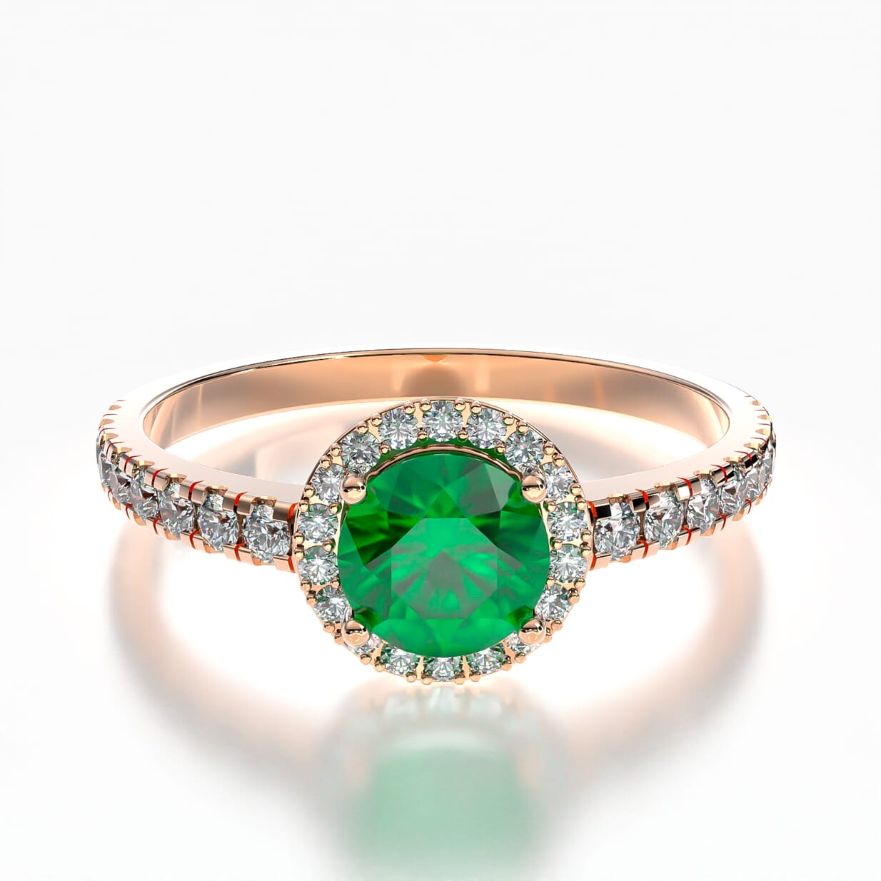 Pierścionek zaręczynowy This is Love: różowe złoto, szmaragd
