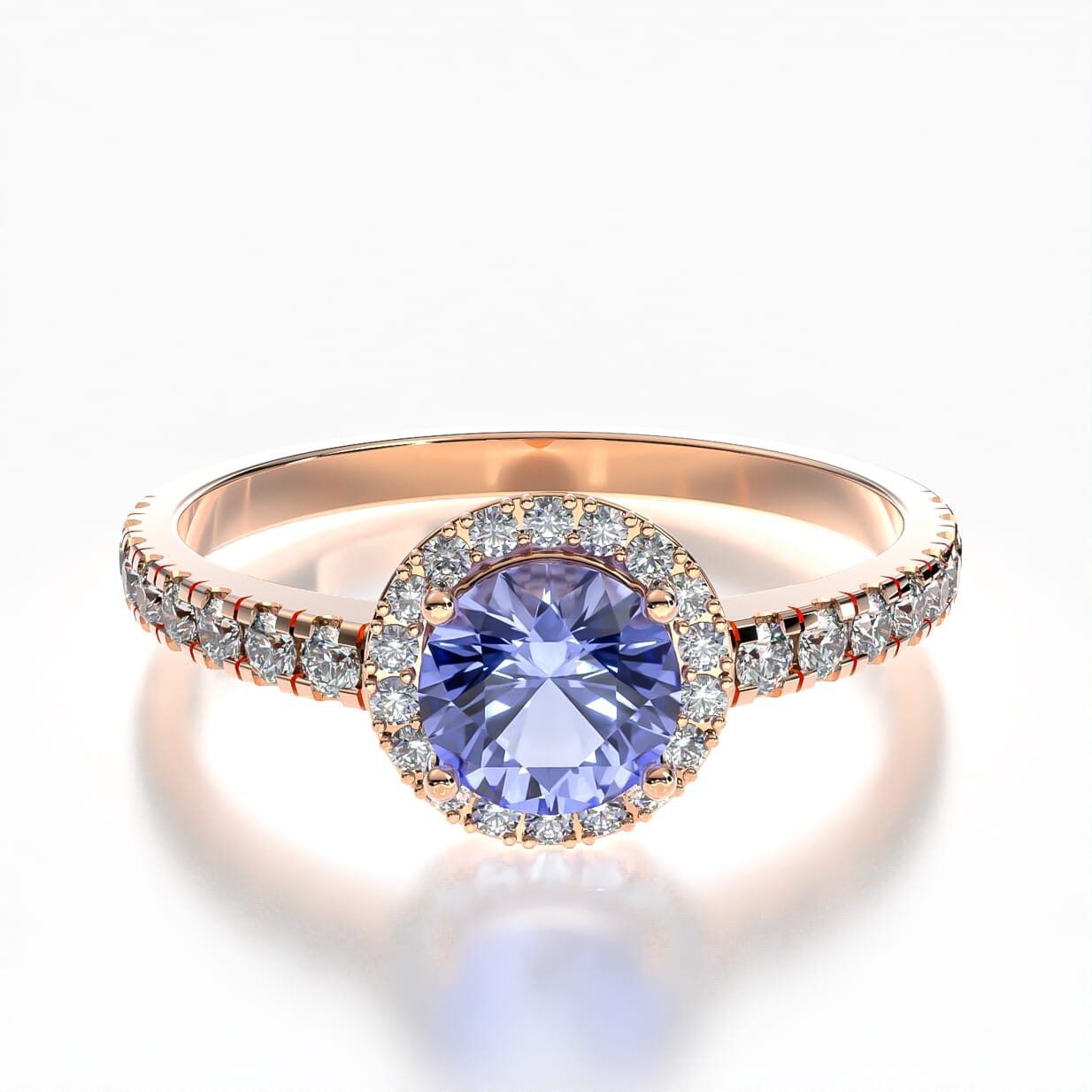 Pierścionek zaręczynowy This is Love: różowe złoto, tanzanit